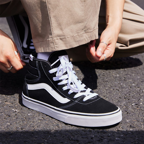 Vans范斯官方 Ashwood Hi Decon黑色复古街头高帮女鞋板鞋 - 图0