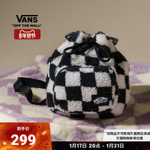 (annual goods festival) Vans Van Sans official male and female couple inclined satchel black-and-white chessboard lattice plush bucket bag