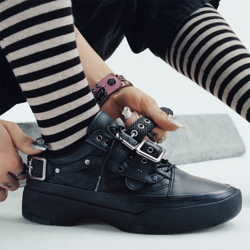 Vans范斯官方 LX Old Skool Buckle黑色厚底朋克风男鞋女鞋皮鞋 - 图0