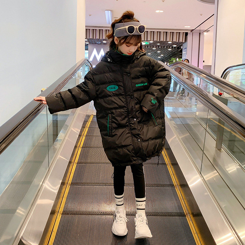 女童羽绒服中长款洋气冬季 童咖童啡羽绒服