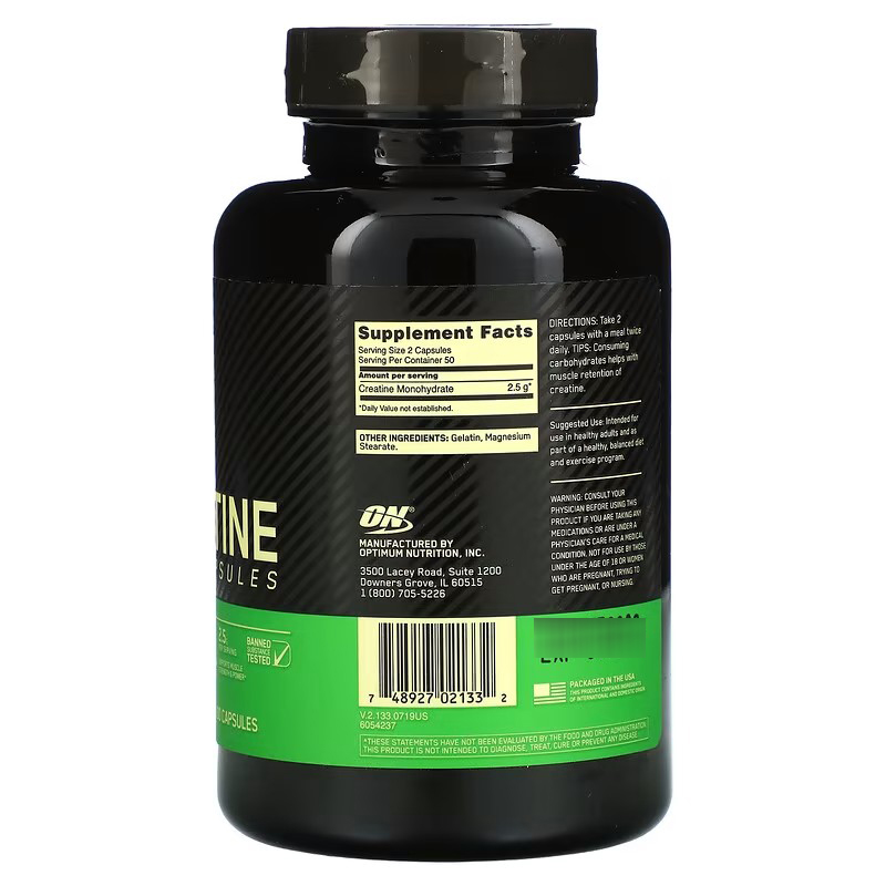 ON奥普帝蒙一水纯肌酸胶囊 OptimumNutrition Creatine Capsules - 图1