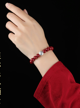 朱砂999足银本命年转运手链