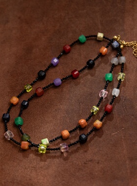复古彩色珍珠串珠项链手链