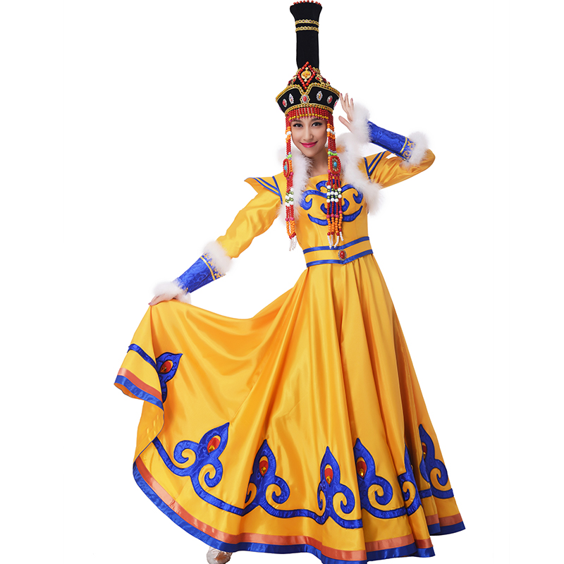 艺考蒙古舞蹈演出服装成人礼盛装大摆裙经典剧目少数民族舞蹈服装-图2