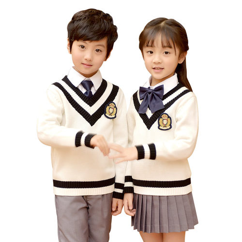 校服男女童装春秋英伦学院风纯棉毛衣套装中小学生班服幼儿园园服 - 图3