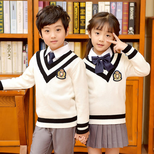 校服男女童装春秋英伦学院风纯棉毛衣套装中小学生班服幼儿园园服 - 图1