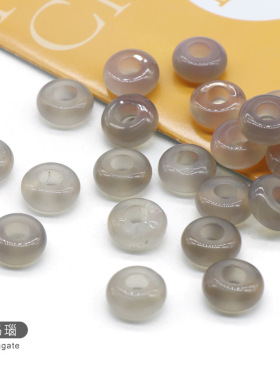 水晶玛瑙玉石大孔珠5*10算盘珠DIY编绳手绳材料粗线 4mm大孔