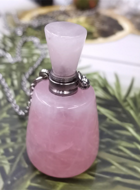 天然水晶六棱香水葫芦情侣项坠