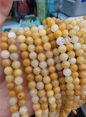 天然老黄玉圆珠串珠半成品 饰品手链项链手工DIY配件材料