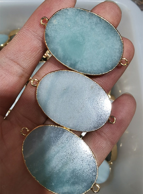 亚玛逊裸石椭圆形鎏金边配件饰品