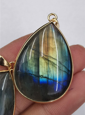 情侣蓝光拉长石精品水滴吊坠项链