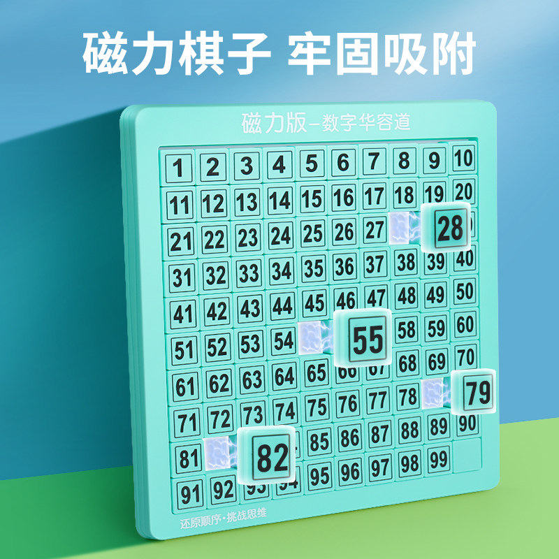 磁力版一数字华容道滑动拼图游戏幼儿园数学板小学生儿童益智玩具
