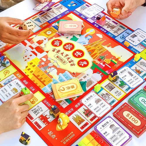 桌游大富富翁棋桌面儿童中国世界之旅豪华版成人超级桌面游戏棋盘 - 图2