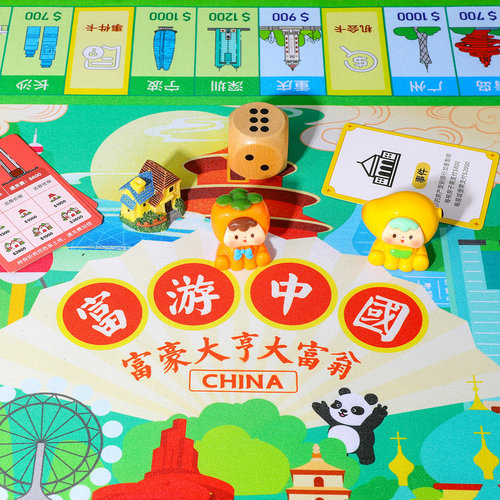 桌游大富富翁棋桌面儿童中国世界之旅豪华版成人超级桌面游戏棋盘 - 图0
