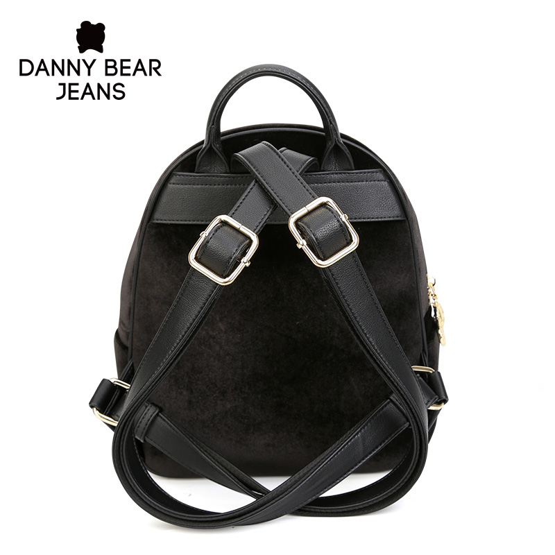 丹尼熊黑色jeans熊系列绒布背包 丹尼熊箱包双肩背包