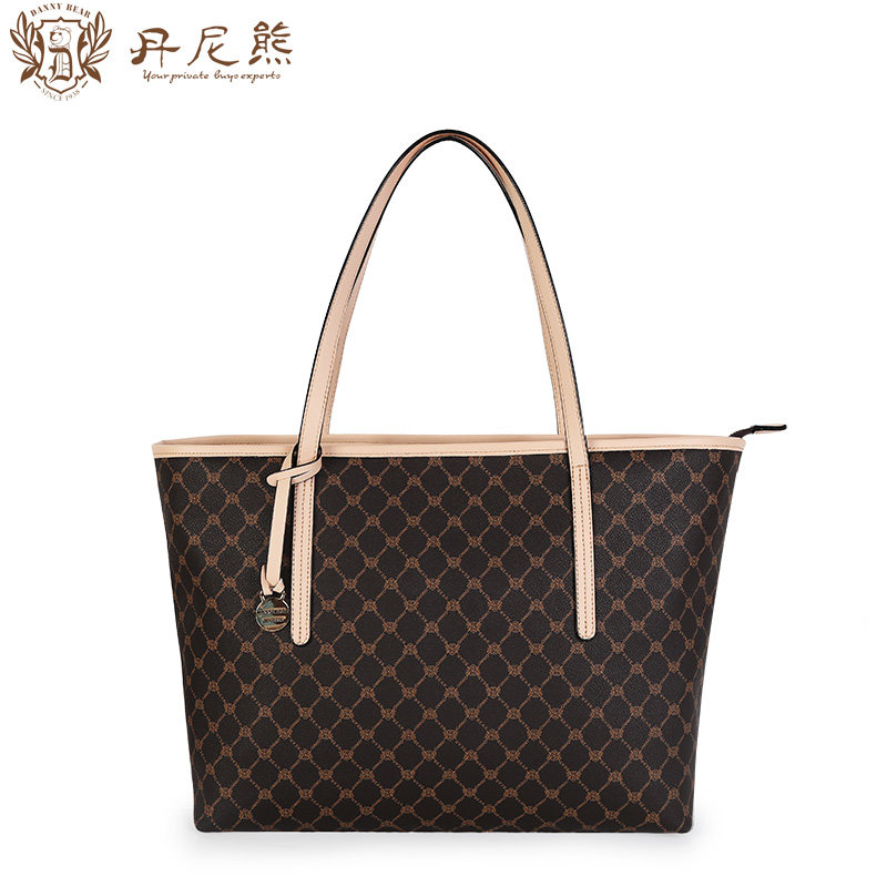 丹尼熊女欧美范咖啡格仔熊单肩包 丹尼熊箱包女士包袋