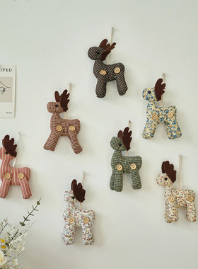 北欧风创意手工小鹿壁挂布艺梅花鹿装饰挂件家居桌面摆件拍摄道具