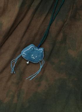 复古风蓝染古老布毛衣链百搭配