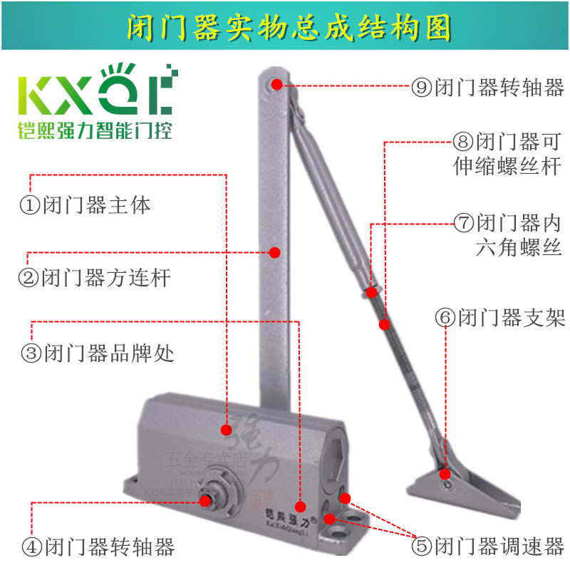 铠熙强力闭门器液压缓冲 自动家用关门器 防火门消防门闭合器85kg