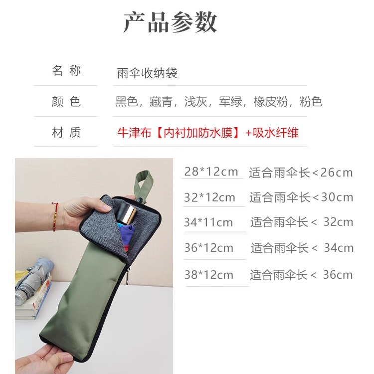 【现货秒发]装雨伞收纳包手拎雨伞袋吸水折叠伞套可订制印logo-图2