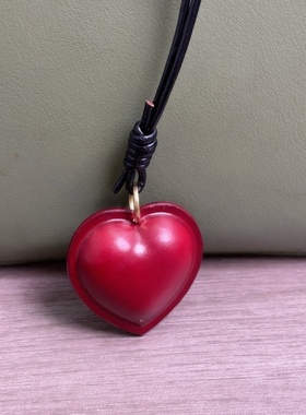 头层牛皮纯手工真皮爱心牛皮月亮毛衣链车后视镜桃心挂件月亮挂饰