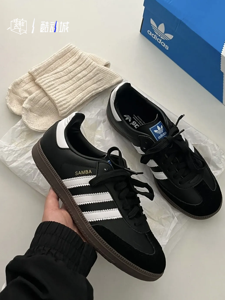 Adidas Originals Samba OG黑色德训男女复古低帮板鞋 B75807-图0