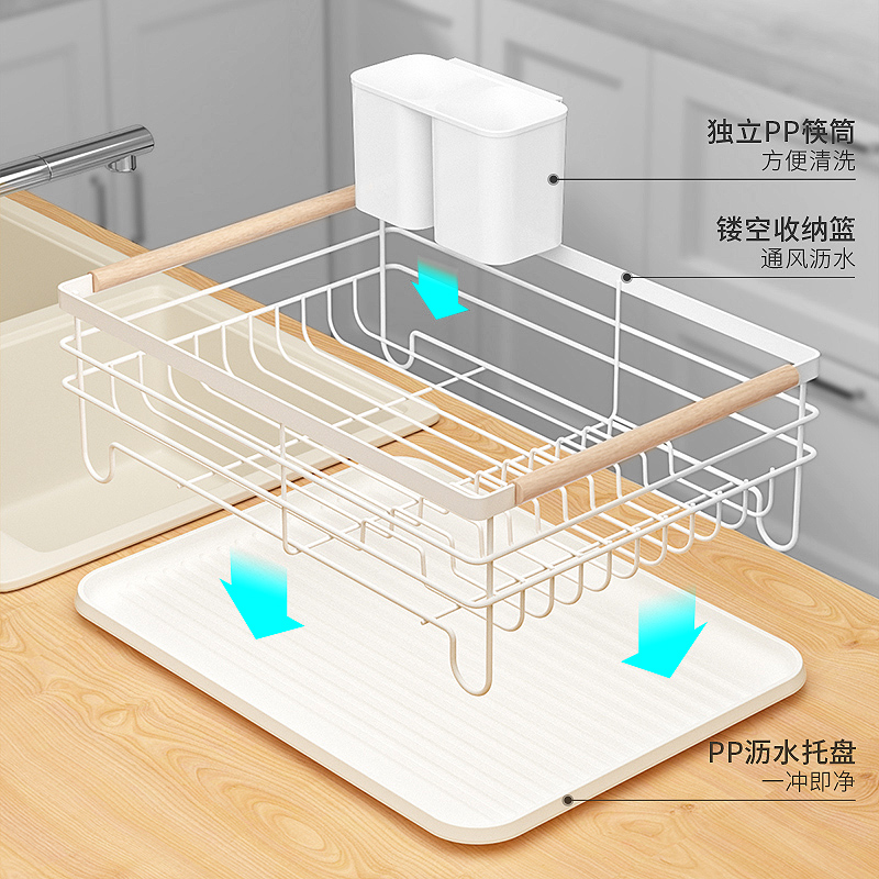 碗架家用厨房台面置物架放碗筷沥水盘碗碟沥水架篮双层收纳架碗柜