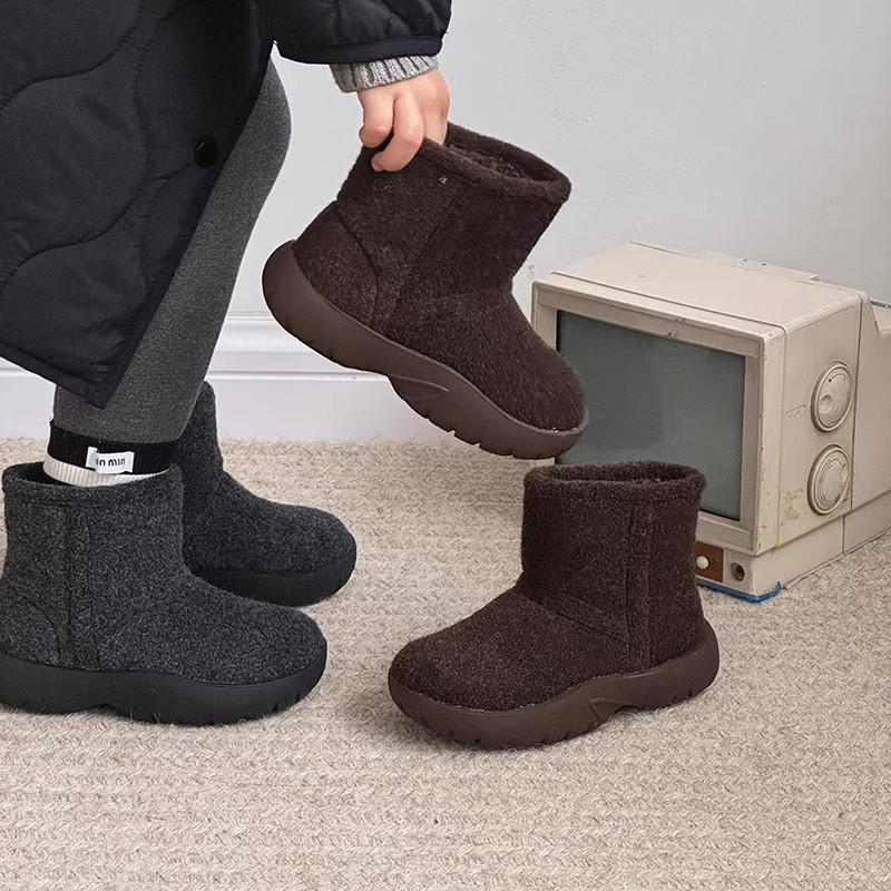 女童棉靴2025冬季儿童毛呢加厚保暖雪地靴亲子豹纹短靴男童大棉鞋 - 图2