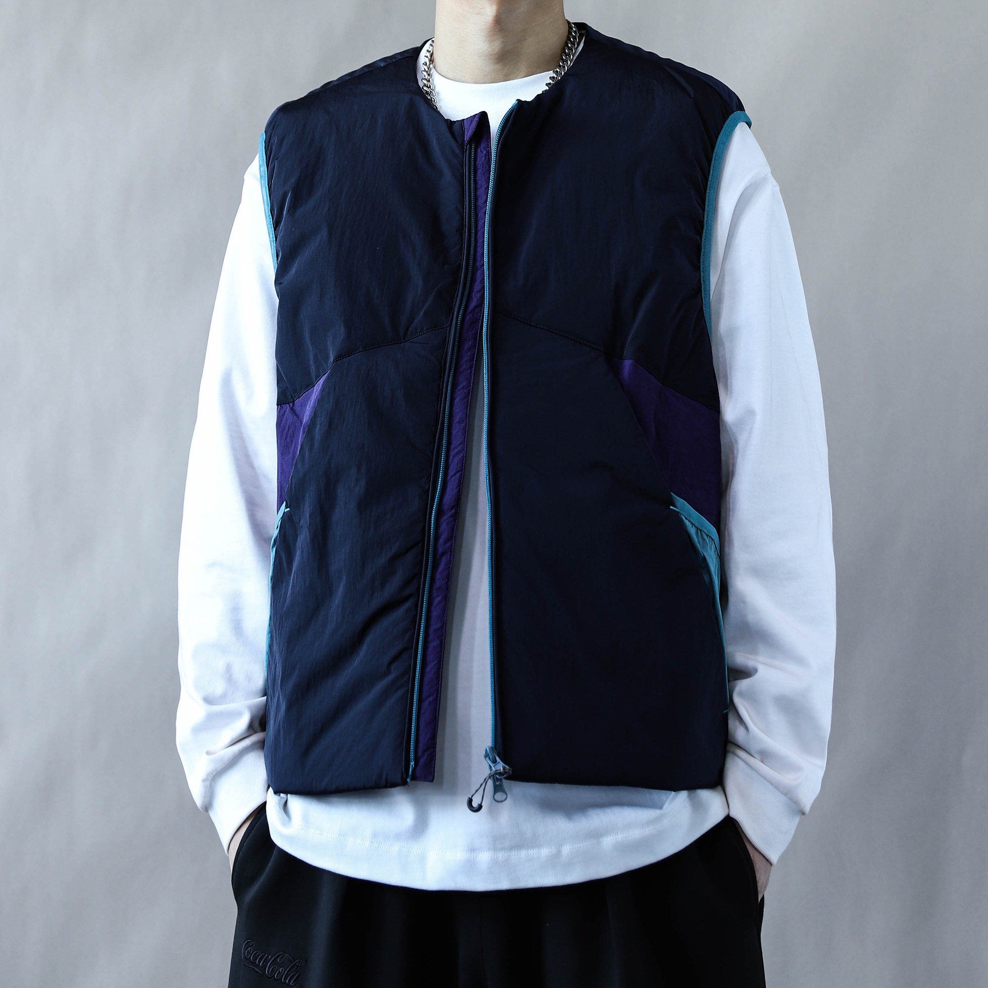 撞色拼接羽绒马甲男户外风休闲宽松保暖背心外套紫色2025羽绒服,淘宝优惠券,粉丝福利购,淘宝优惠卷