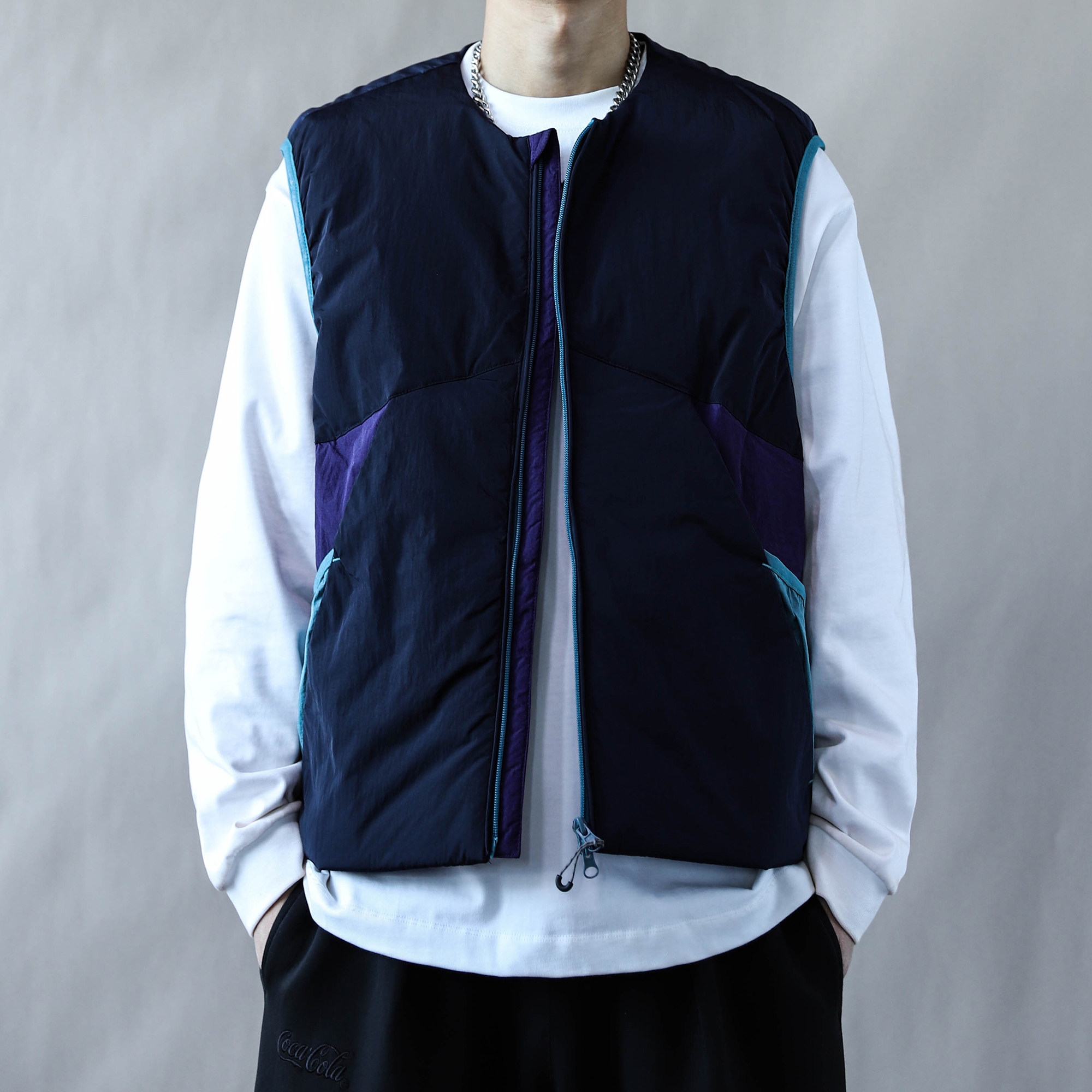 撞色拼接羽绒马甲男户外风休闲宽松保暖背心外套紫色2025羽绒服,淘宝优惠券,粉丝福利购,淘宝优惠卷