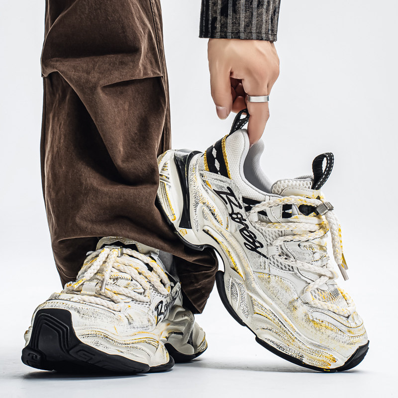 欧洲站男鞋秋季潮牌高级感休闲运动跑步防滑增高复古做旧老爹潮鞋,淘宝优惠券,粉丝福利购,淘宝优惠卷