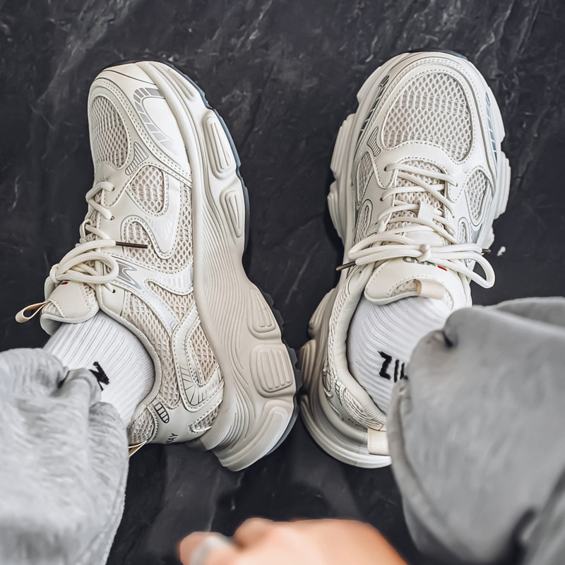 男鞋秋季网面透气潮牌高级感青少年跑步运动休闲内增高港风老爹鞋,淘宝优惠券,粉丝福利购,淘宝优惠卷