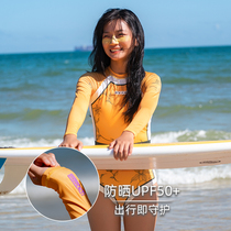 White fin shark Nu-June swimsuit one-piece female display slim high face value Long sleeves conservative sunscreen clothing beach surf