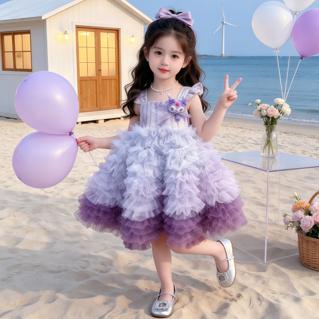 ເດັກຍິງ Kuromi Summer Mesh Cake Dress Princess