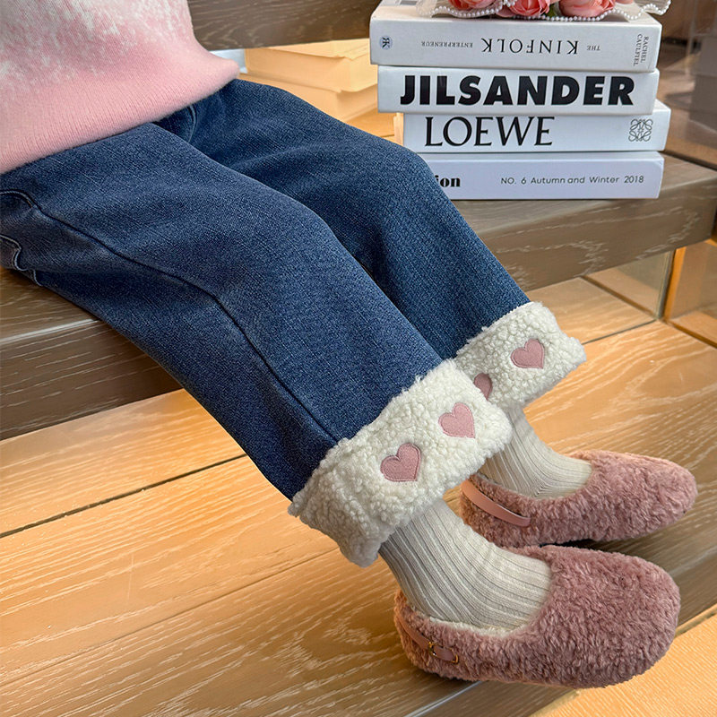 女童牛仔裤秋冬2025新款儿童洋气冬季女宝宝休闲加绒加厚冬装裤子,淘宝优惠券,粉丝福利购,淘宝优惠卷