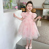 Girls Summer Dress Children's 2026 New Style Rose Summer Dress Little Girl Performance Costume Princess Dress Skirt