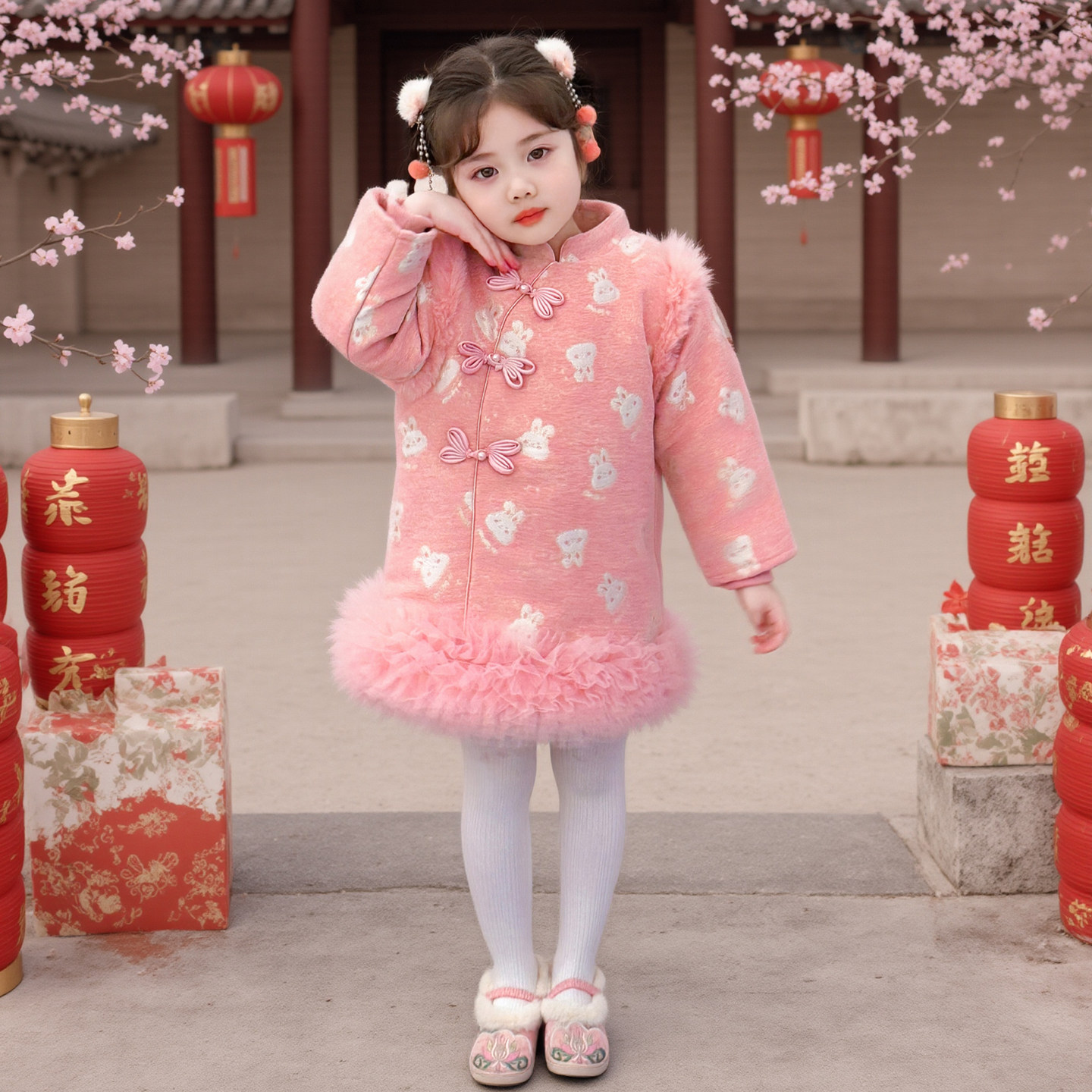 女童连衣裙冬季2025新款儿童宝宝新年装喜庆中国风旗袍裙子拜年服,淘宝优惠券,粉丝福利购,淘宝优惠卷