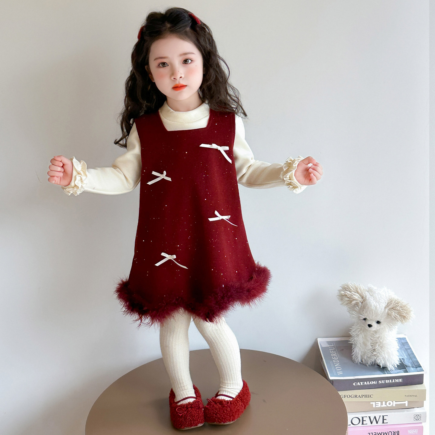 女童连衣裙亮片儿童秋冬季拜年服过年衣服新年红色女宝宝裙子冬装,淘宝优惠券,粉丝福利购,淘宝优惠卷