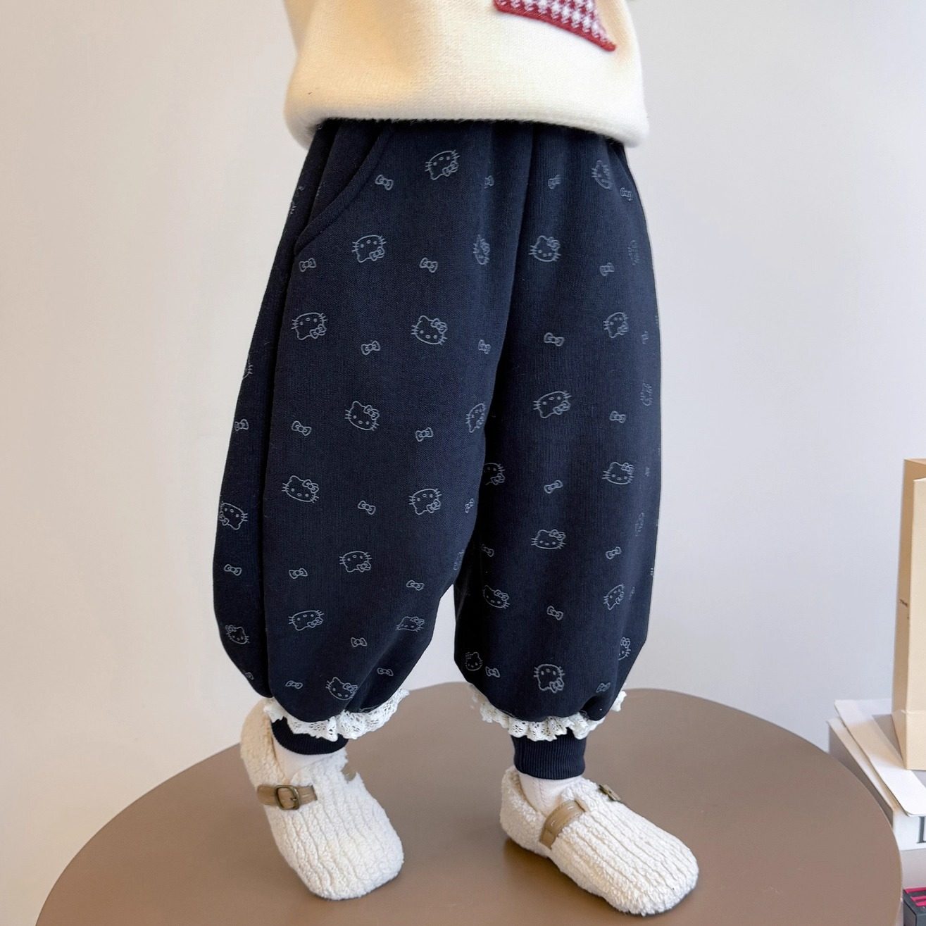 女童猫咪裤子秋冬季2025新款儿童加绒卫裤女宝宝一体绒加厚休闲裤,淘宝优惠券,粉丝福利购,淘宝优惠卷