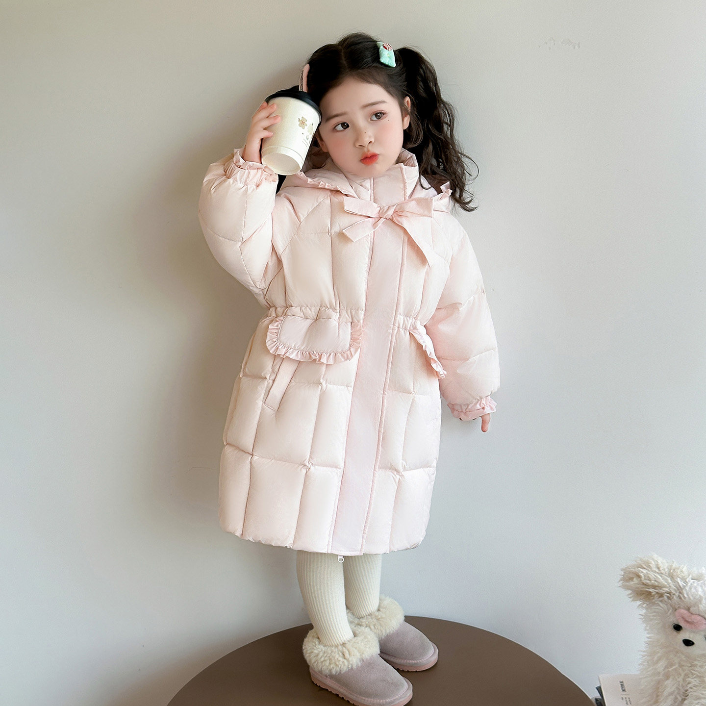 女童羽绒服冬季白鸭绒中长款2025新款蝴蝶儿童女宝宝外套冬装加厚,淘宝优惠券,粉丝福利购,淘宝优惠卷