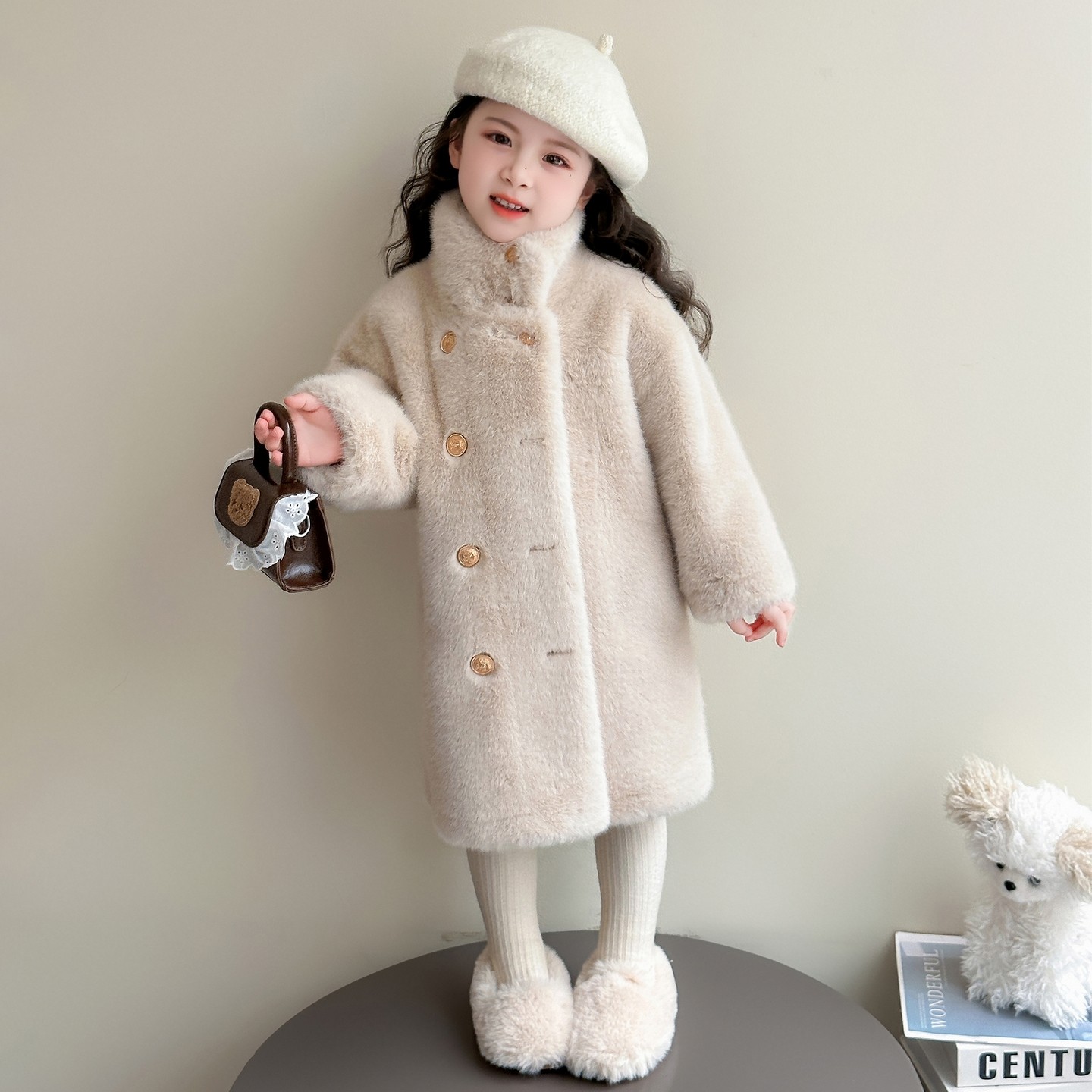 女童外套2025秋冬季新款皮毛一体时髦儿童加厚洋气女宝宝冬装上衣,淘宝优惠券,粉丝福利购,淘宝优惠卷