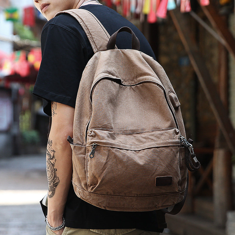 牧之逸帆布成品洗水工艺旅游双肩包 牧之逸双肩背包