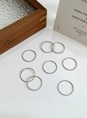 925纯银韩版双环戒指女ins时尚小众设计高级简约尾戒素圈