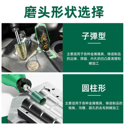 芝麻磨头橡胶牛皮打磨头风磨电磨机抛光金属不锈钢模具除锈去刺 - 图1