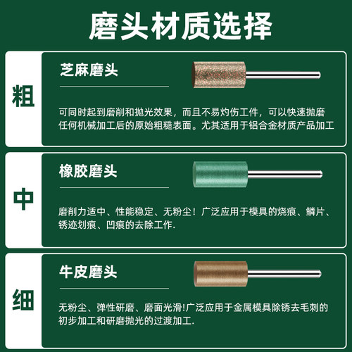 芝麻磨头橡胶牛皮打磨头风磨电磨机抛光金属不锈钢模具除锈去刺 - 图0