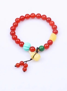 拍下送玛瑙耳钩）A级新年红玛瑙手串ins风转运珠本命招米手链女人