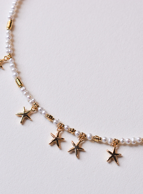 淡水珍珠五角星锁骨项链原创小众