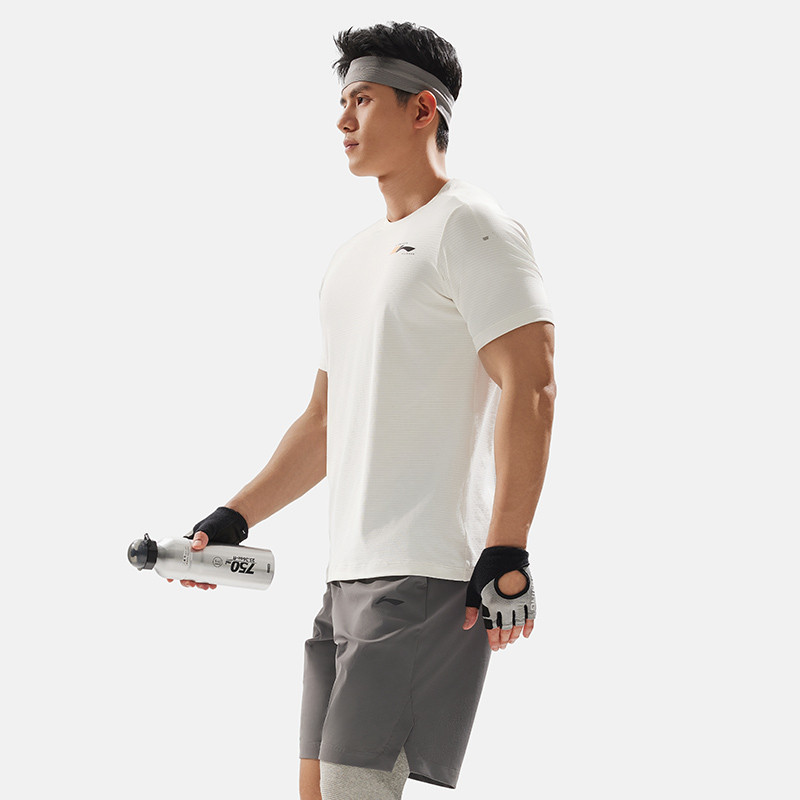 李宁短袖夏季男子健身系列舒适透气简约常规短袖T恤衫ATSU429-B品,淘宝优惠券,粉丝福利购,淘宝优惠卷