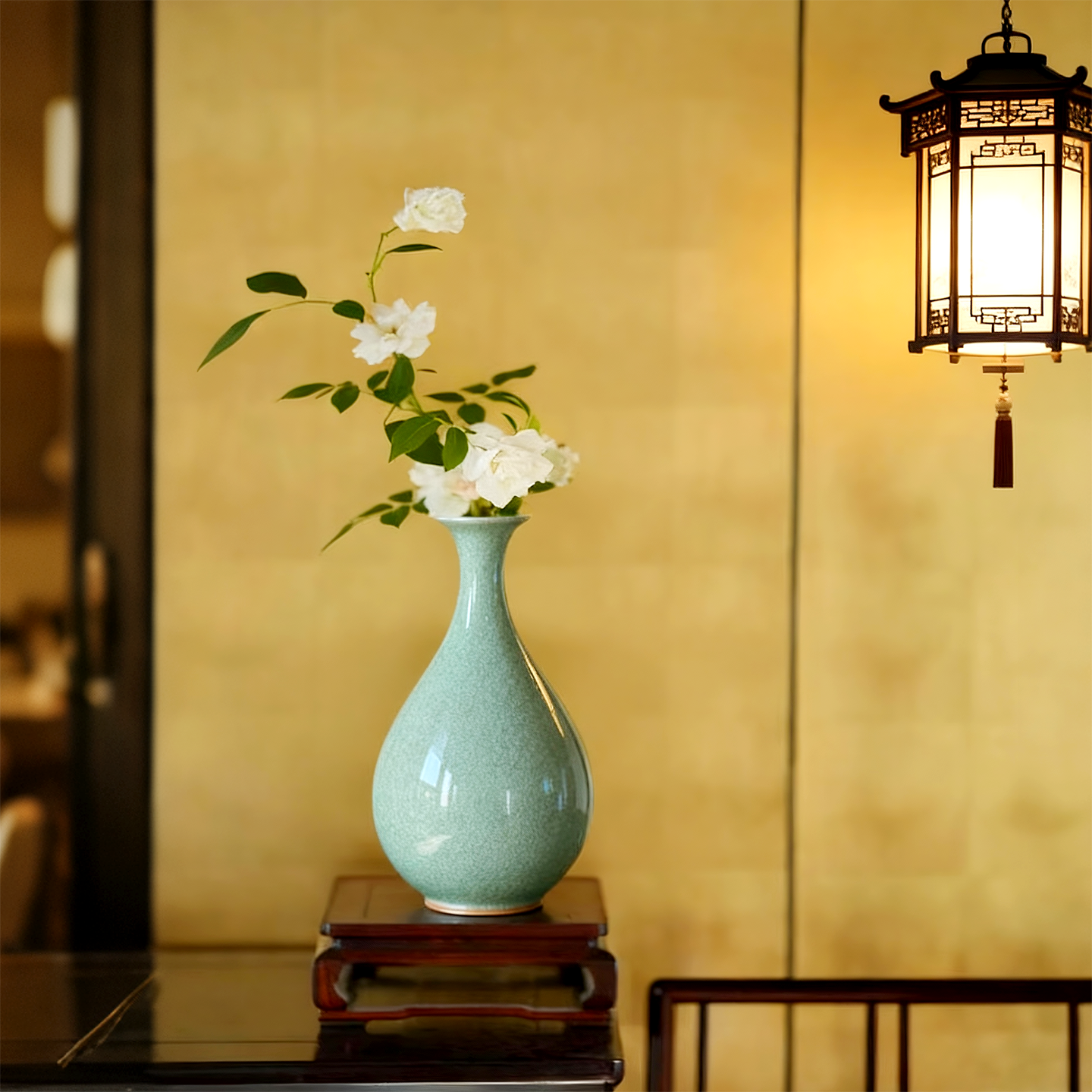 景德镇陶瓷复古宋式美学青瓷花瓶摆件客厅插花禅意侘寂风复古摆设,淘宝优惠券,粉丝福利购,淘宝优惠卷