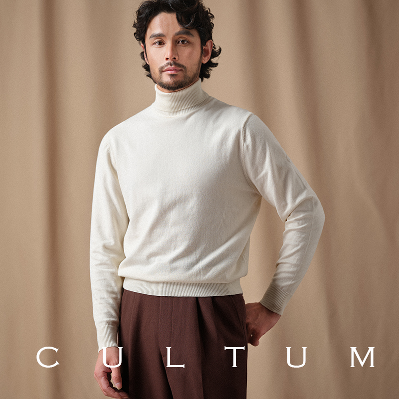 【可机洗棉山羊绒】CULTUM14针高领针织衫男长袖修身内搭打底毛衣